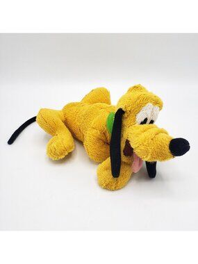 Vintage Disneyland Pluto 10" Plush Lying Down Dog Collar Disney Parks Resort